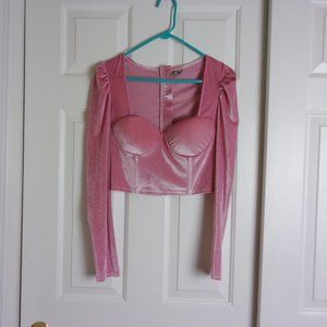 Asos Velvet Corset Top Pink 6